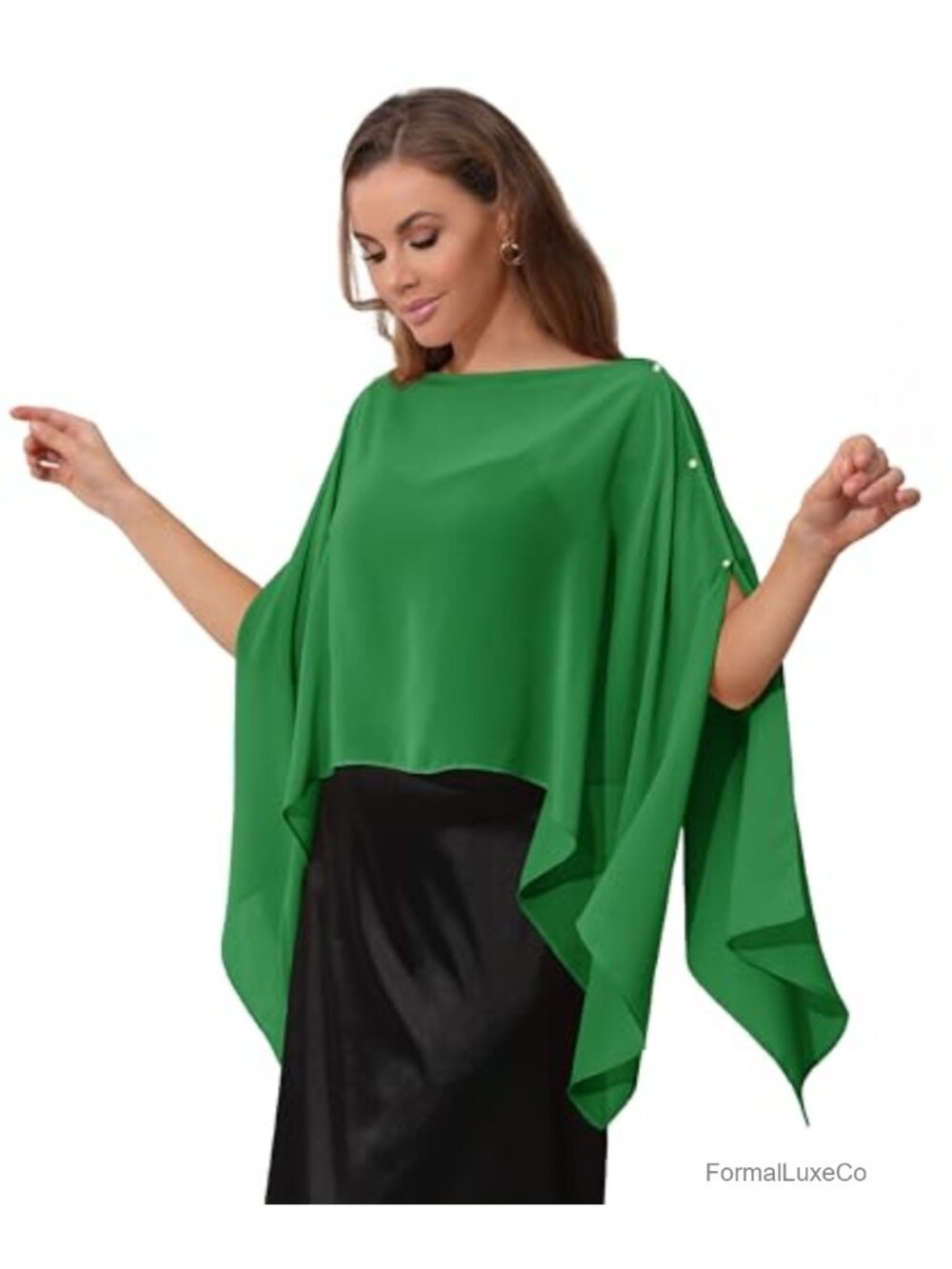 Sheer Chiffon Cape Shawl Wrap Women Soft Capelet Evening Wedding Cover-Up